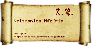 Krizmanits Mária névjegykártya