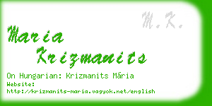 maria krizmanits business card